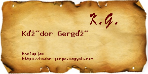 Kódor Gergő névjegykártya